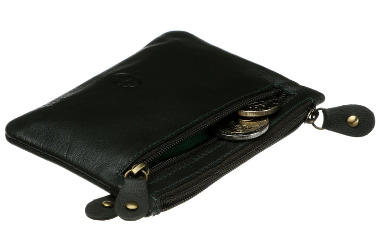 Three Zip Purse - Luxury Soft Irish Leather and Foil Embossed Irish Shamrock Crest, Genuine Celtic Design Purse