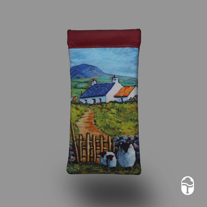 Luxurious Catherine Flood Design Irish Leather Snap Glasses Case - Genuine Celtic Merchandise