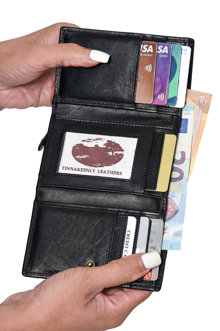 Luxury Irish Leather Triple Fold Wrap Wallet Purse - Genuine Celtic Merchandise