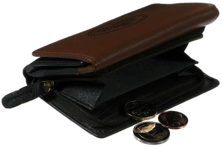 Wrap Purse Green and Tan Leather Shamrock Spray - Luxurious Authentic Irish Leather, Genuine Celtic Merchandise