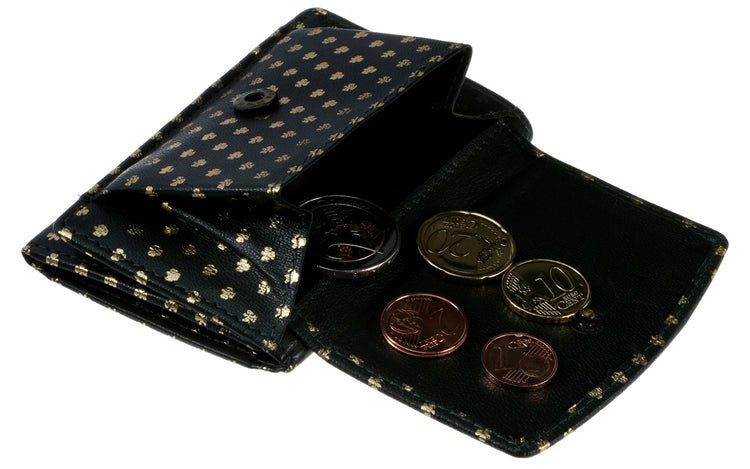 Gold Stamped all over Shamrock TriFold Wallet - Luxurious Authentic Irish Leather, Genuine Celtic Merchandise