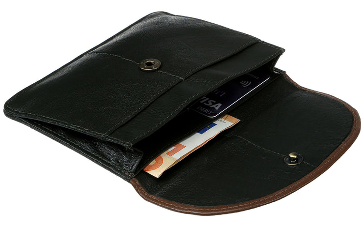 Celtic Spiral Motif Back Zip Purse - Luxurious Authentic Irish Leather, Genuine Celtic Merchandise