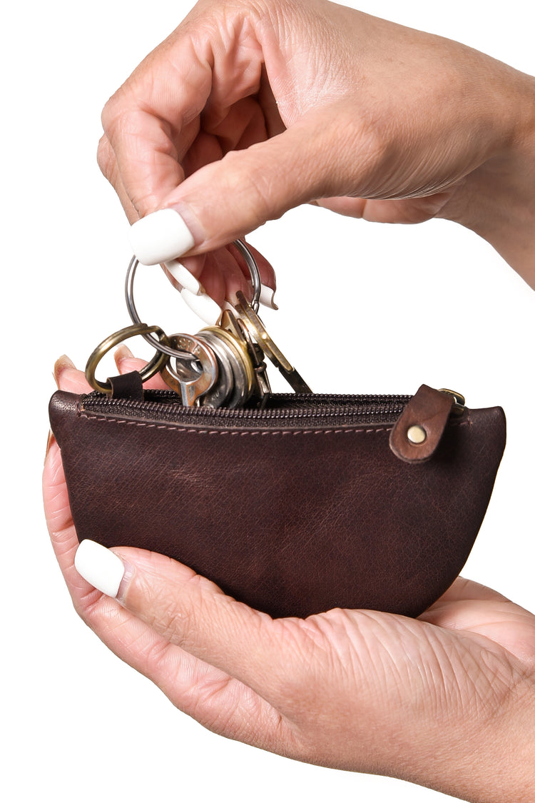 Luxurious Authentic Irish Leather Half Moon Key Purse - Genuine Celtic Merchandise