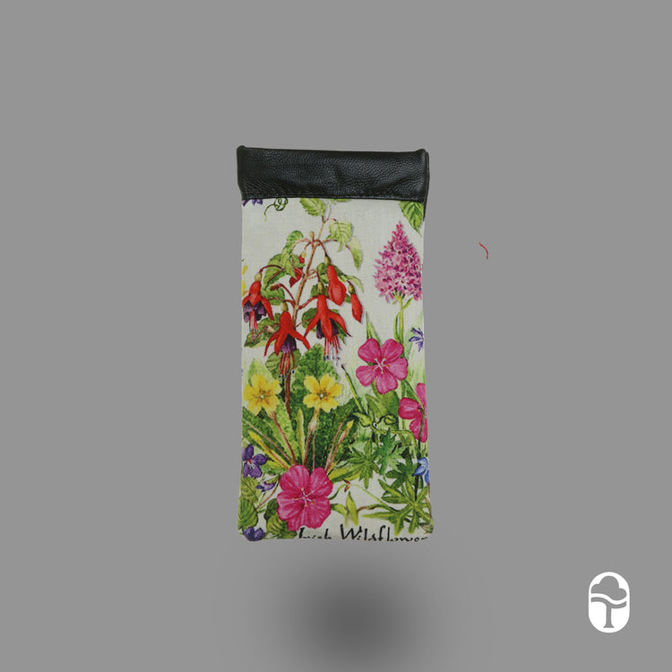 Luxurious Irish Wildflowers Design Irish Leather Snap Glasses Case - Genuine Celtic Merchandise