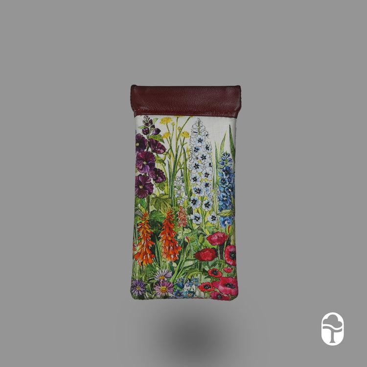 Luxurious Summer Flower Design Irish Leather Snap Glasses Case - Genuine Celtic Merchandise