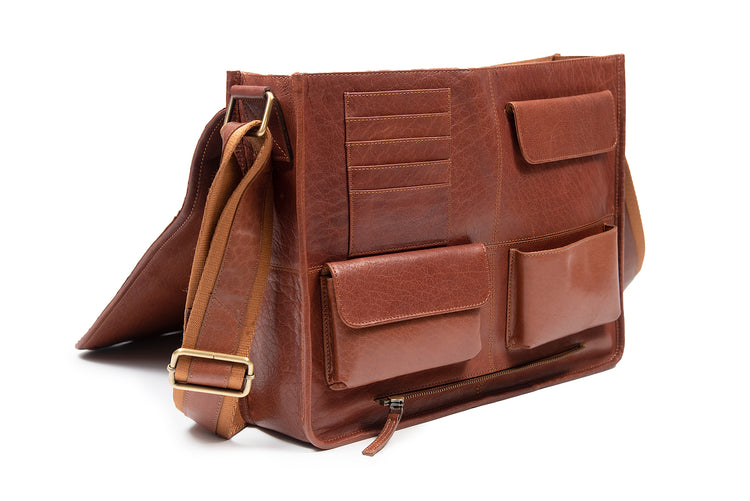 Sturdy Leather Satchel for 15" Laptop General purpose