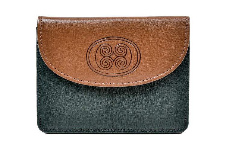 Celtic Spiral Motif Back Zip Purse - Luxurious Authentic Irish Leather, Genuine Celtic Merchandise
