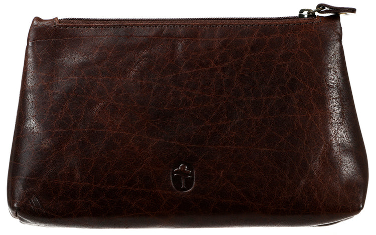 Cosmetic Pouch in Dark Brown Leather - Luxurious Authentic Irish Leather, Genuine Celtic Merchandise