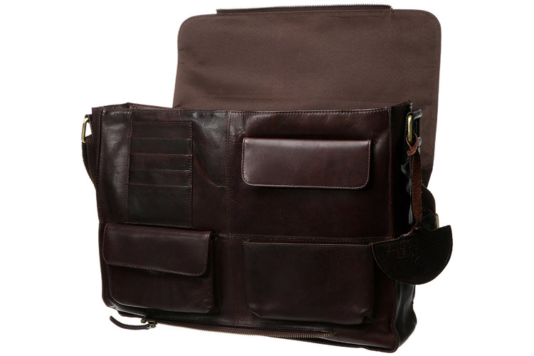 Sturdy Leather Satchel for 15" Laptop General purpose