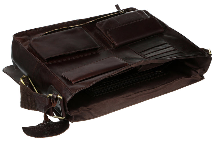 Sturdy Leather Satchel for 15" Laptop General purpose