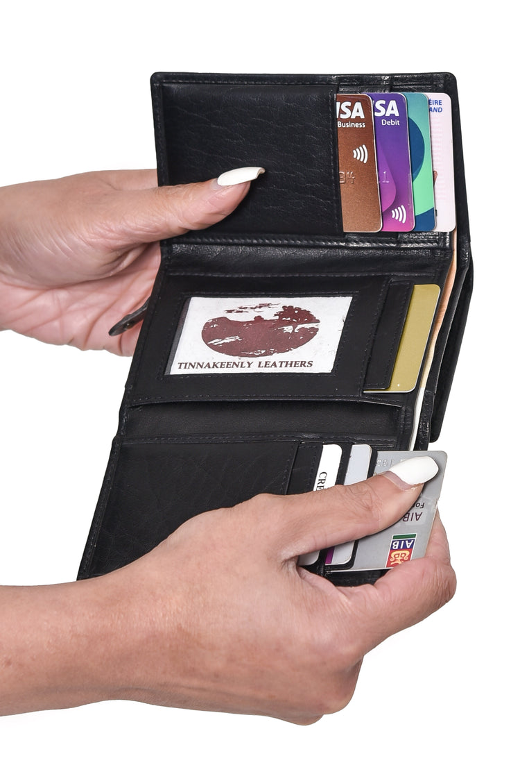 Luxury Irish Leather Triple Fold Wrap Wallet Purse - Genuine Celtic Merchandise