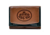 Tri Fold Wallet Tan and Green Leather Shamrock Spray Luxurious Authentic Irish Leather, Genuine Celtic Merchandise