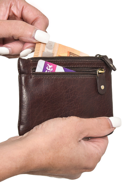 Three Zip Purse - Luxurious Classic Celtic Fine Irish Handcrafted Leather Purse