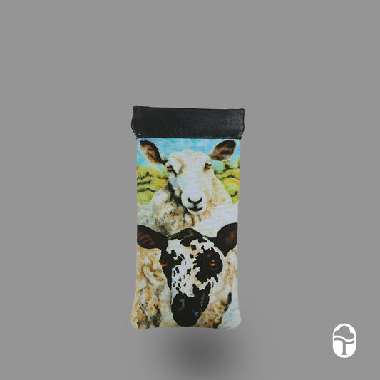 Luxurious Sheep Design Irish Leather Snap Glasses Case - Genuine Celtic Merchandise