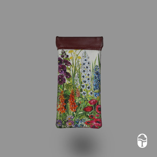 Luxurious Summer Flower Design Irish Leather Snap Glasses Case - Genuine Celtic Merchandise