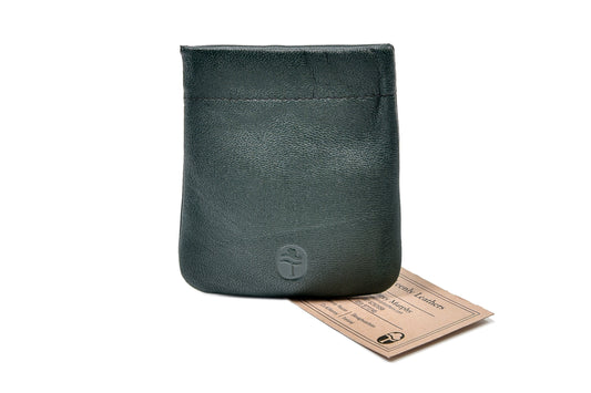 Shamrock Gold Embossed Snap Purse, Luxury Irish Green Leather, Celtic Design Purse