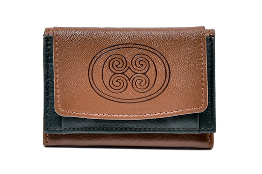 The Tri-Fold Wallet - Traditional Luxury Irish Leather Celtic Sprial Design Tri Folding Wallet - Luxury Soft Irish Leather, Genuine Celtic Merchandise