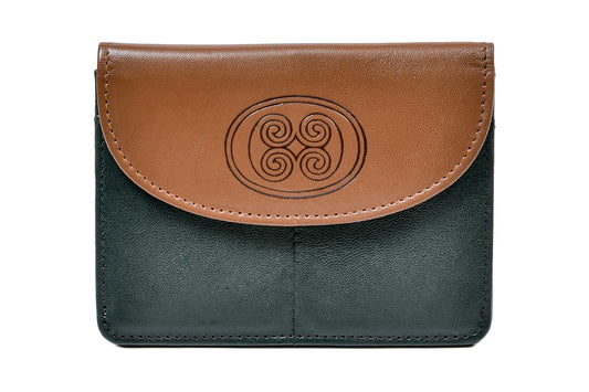 Celtic Spiral Motif Back Zip Purse - Luxurious Authentic Irish Leather, Genuine Celtic Merchandise