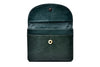 Shamrock Sprig Motif Back Zip Purse - Luxurious Authentic Green Irish Leather, Genuine Celtic Merchandise