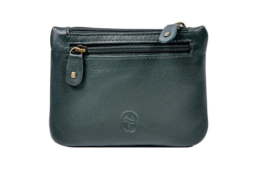 Three Zip Purse -  Luxury Soft Irish Leather and Foil Embossed Irish Shamrock Crest, Genuine Celtic Design Purse