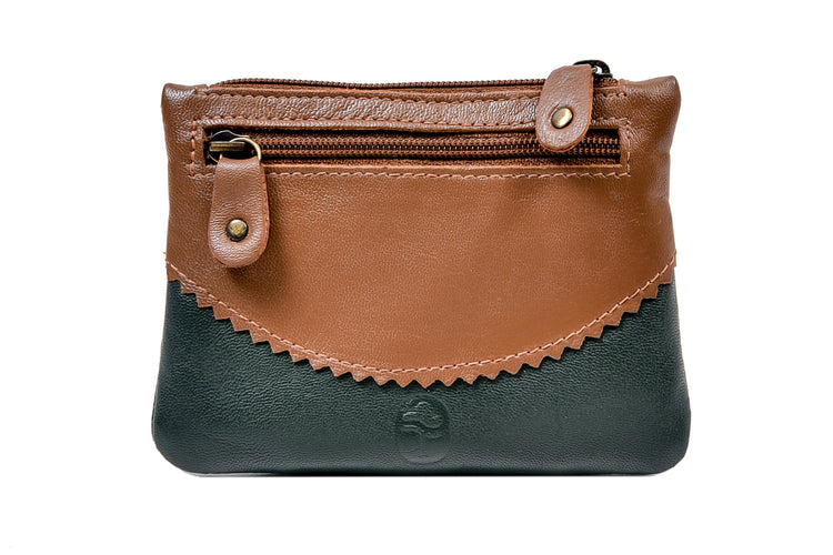 Three Zip Purse - Genuine Irish Soft Leather Purse, Celtic Spiral Design