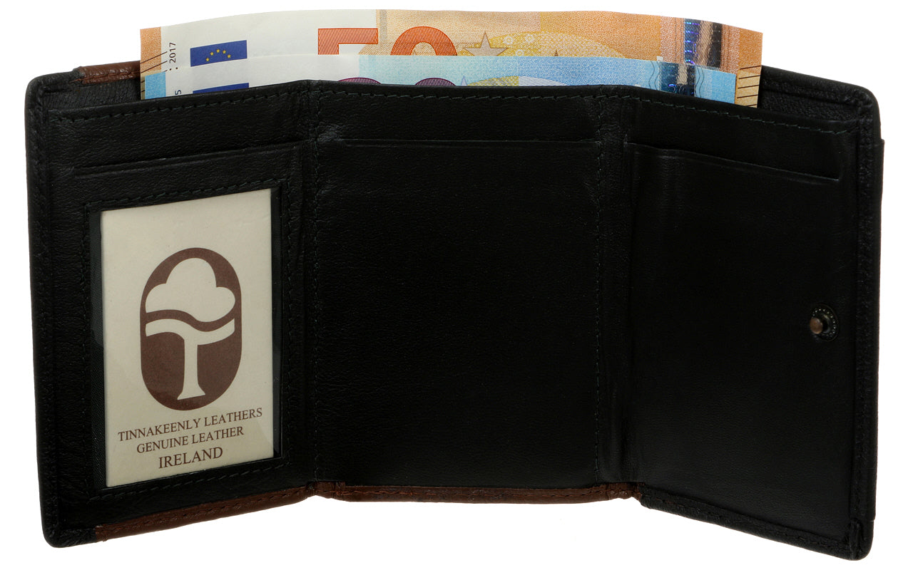 Mens leather trifold shop wallet with coin pocket