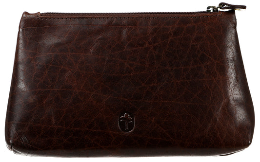 Cosmetic Pouch in Dark Brown Leather - Luxurious Authentic Irish Leather, Genuine Celtic Merchandise